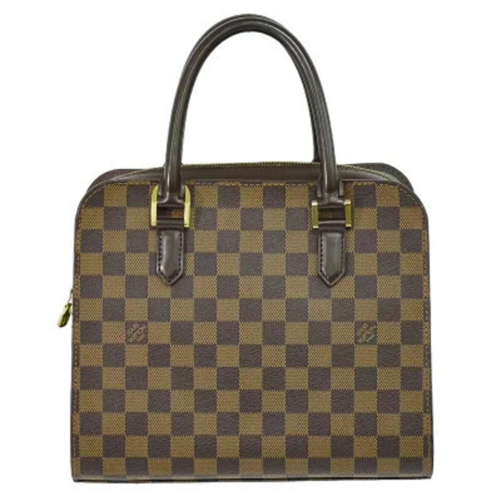 Louis Vuitton LV Triana Damier Top Handle Bag Canvas Leather Ebene Brown